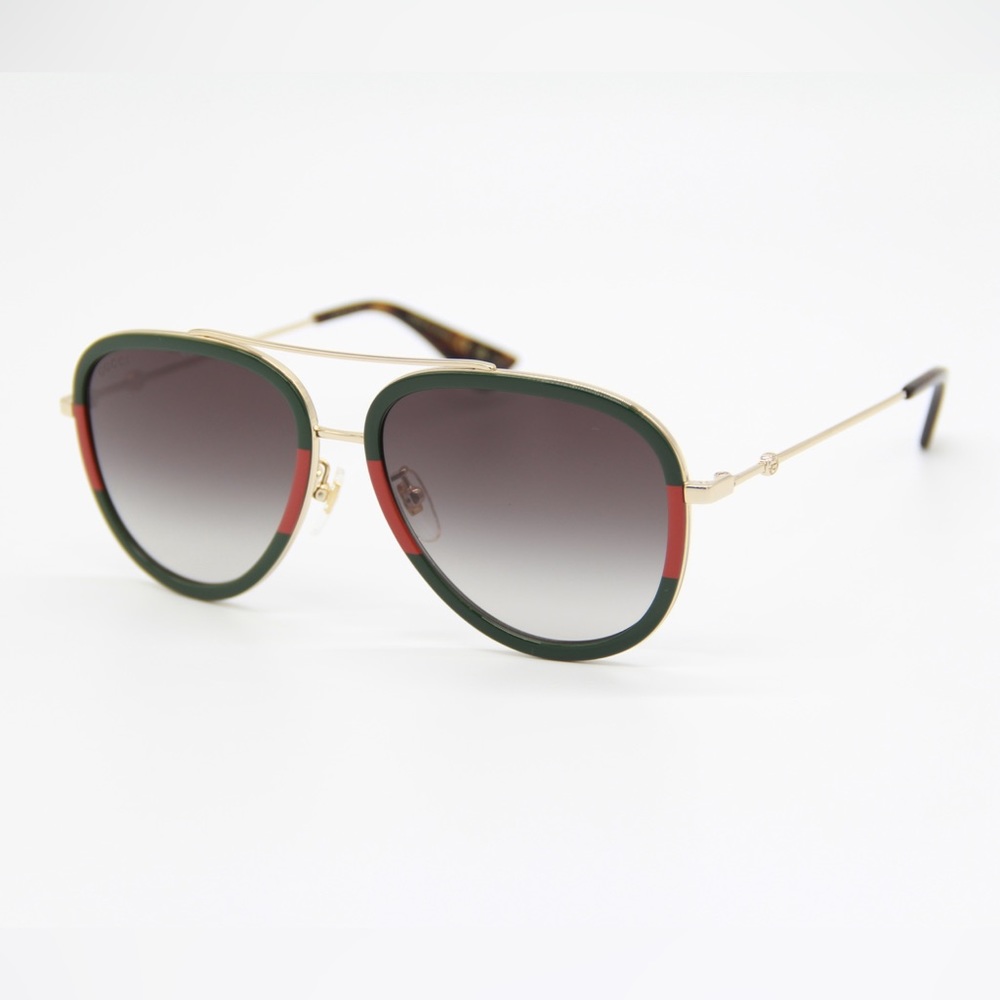 NEW GUCCI GG0062S 003 UNISEX GREEN RED SUNGLASSES - Picture 4 of 14